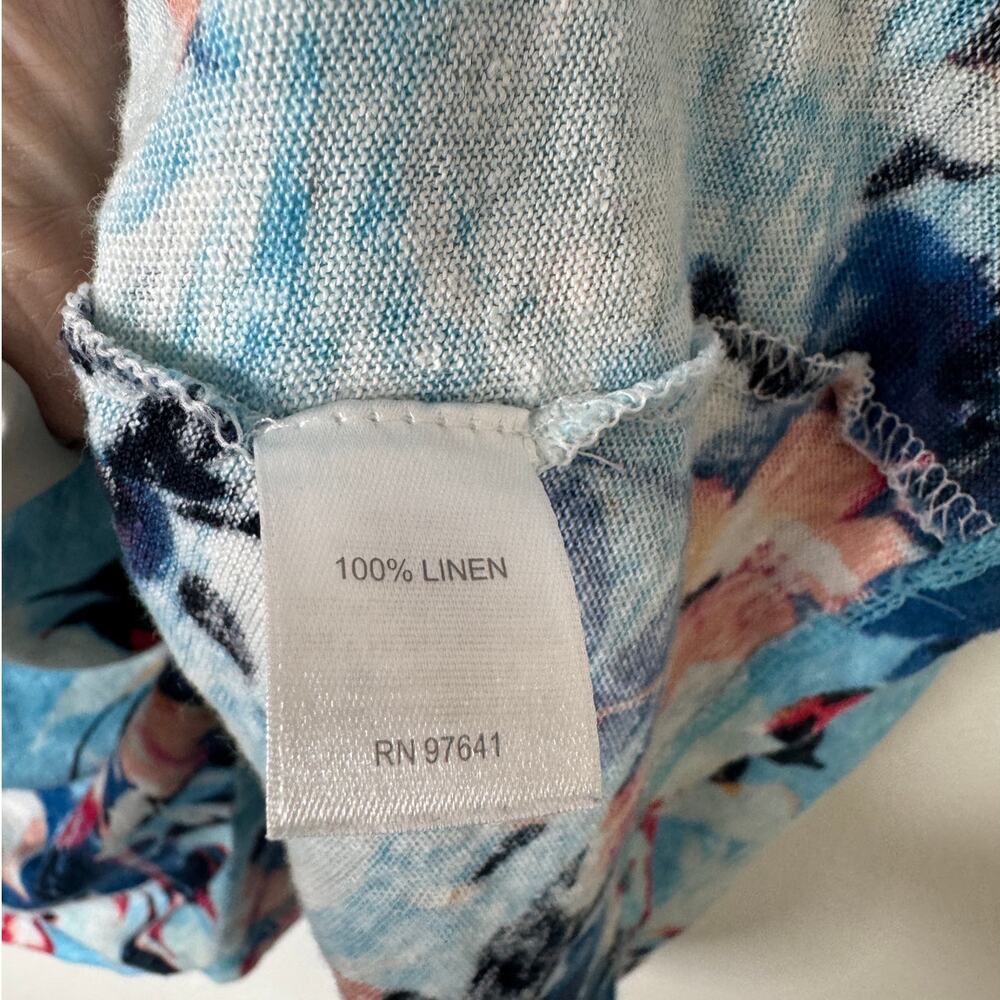 J. Jill Love Linen Blue Floral Short Sleeve Woven Shirt Plus Size 1X - Picture 7 of 8